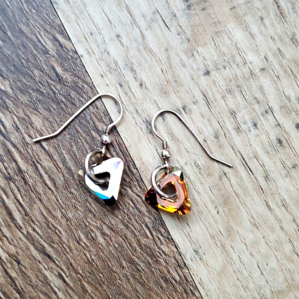 🆕 Bronze triangle Swarovski Crystal earrings